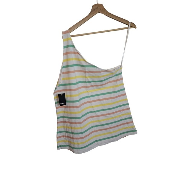 Torrid Women's 2X Top Multi Stripe One Shoulder Foxy Tank - Picture 3 of 6